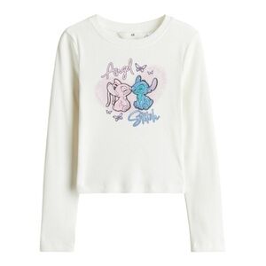 H&M Disney Lilo and Stitch Angel Long Sleeve Ribbed Jersey Top Girls 10 12